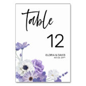 パープル フラワー ウェディング テーブル ナンバー カード (裏面)