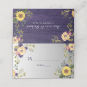 パープル フラワー ウェディング ネームカード プレイスカード (外部開封)