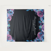 パープル フラワー ウェディング フォトブース 背景 タペストリー (正面(横))