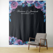 パープル フラワー ウェディング フォトブース 背景 タペストリー (インサイチュ)