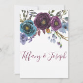 パープル フラワー ウォーターカラー エレガントエンゲージメントパーティー 招待状 (裏面)