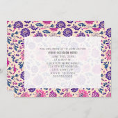 パープル フラワー オール 汎用パーティー 招待状 (正面/裏面)