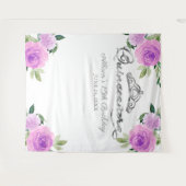 パープル フラワー キンセアニエラ 背景 タペストリー (正面(横))