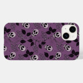 パープル フラワー ゴシック スカル Case-Mate iPhoneケース (裏面 (横))