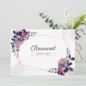 パープル フラワー ジオメトリック ウェディング リザーブ サイン (スタンド正面)