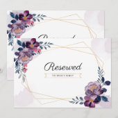 パープル フラワー ジオメトリック ウェディング リザーブ サイン (正面/裏面)