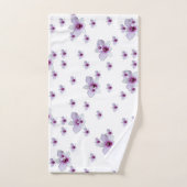 パープル フラワー バスタオルセット (ハンドタオル)