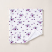 パープル フラワー バスタオルセット (ウォッシュタオル)
