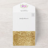 パープル フラワー プリンセスベビーシャワー オールインワン招待状 (外側)