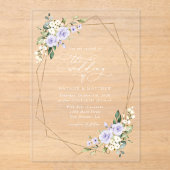 パープル フラワー, ホワイト フラワー, ボヘミア, ウェディング アクリル招待状 (正面)
