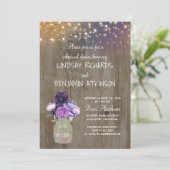 パープル フラワー メイソンジャー ラスティック リハーサル ディナー 招待状 (スタンド正面)