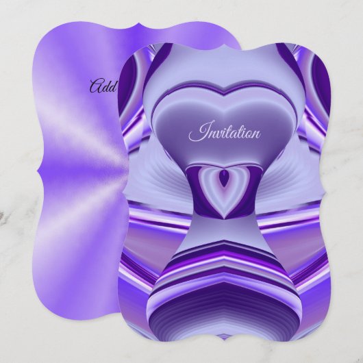 パープル フラワー レインボー ドリームス 招待状 (正面/裏面)