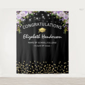 パープル フラワー 卒業写真 背景 タペストリー (正面)