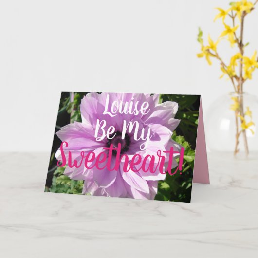 パープル フラワー 花の Be My Sweetheart カード (黄色い花)