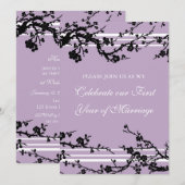 パープル フラワー 1周年パーティー招待状 招待状 (正面/裏面)