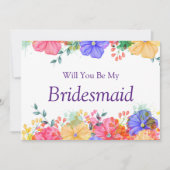 パープル·フローラは私の花嫁付き添いの提案になる 招待状 (正面)