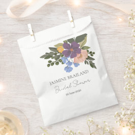 パープル フローラルとグリーン ブーケ ブライダル シャワー フェイバーバッグ