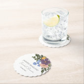 パープル フローラルとグリーン ブーケ ブライダル シャワー ペーパーコースター (インサイチュ)