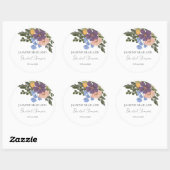 パープル フローラルとグリーン ブーケ ブライダル シャワー ラウンドシール (シート)