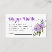 パープル フローラル おむつくじチケット エンクロージャーカード (正面)