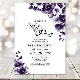 パープル フローラル ウェディング アフター パーティー 招待状
