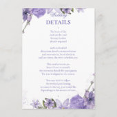 パープル フローラル ウェディング エンクロージャーカード (裏面)