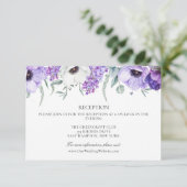 パープル フローラル ウェディング オンライン レセプション エンクロージャーカード (スタンド正面)