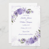 パープル フローラル ウェディング セーブザデート (正面/裏面)