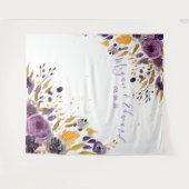 パープル フローラル ウェディング バックドロップ レセプション デコレーション タペストリー (正面(横))