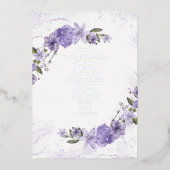 パープル フローラル ウェディング フォイル ディテール カード (正面)