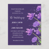 パープル フローラル ウォーターカラー エレガント シンプル ウェディング (正面)