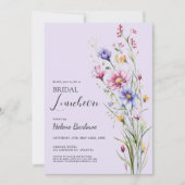 パープル フローラル エレガント ワイルドフラワー ブライダル ランチョン 招待状 (正面)