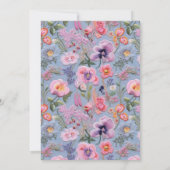 パープル フローラル エンブロイダリー マキシマリスト ウェディング 招待状 (裏面)