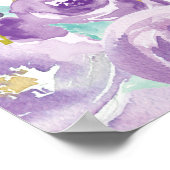 パープル フローラル オウル ベビーシャワー 背景 ポスター (角)