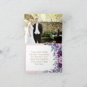 パープル フローラル シャンパン ゴールド 結婚式 お礼 サンキューカード (内部)