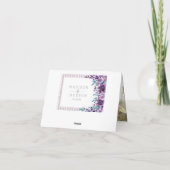 パープル フローラル & シルバー ウェディング サンクス サンキューカード (裏面)