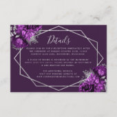 パープル フローラル シルバー ジオメトリック ウェディング ディテール エンクロージャーカード (正面)