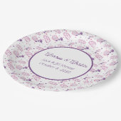 パープル フローラル ジャック アンド ジル シャワー ペーパープレート (アングル)