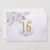 パープル フローラル スウィート シックスティーン 16歳の誕生日写真 招待状 (裏面)