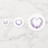 パープル フローラル ハーツ ブライダル シャワー コンフェッティ (正面)