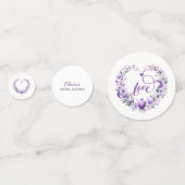 パープル フローラル ハーツ ブライダル シャワー コンフェッティ (裏面)