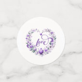 パープル フローラル ハーツ ブライダル シャワー コンフェッティ (スモール正面)