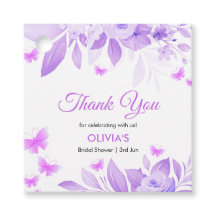 パープル フローラル バタフライ ブライダル シャワー サンクス