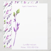 パープル フローラル パーソナル/プロフェッショナル ステーショナリー (正面/裏面)