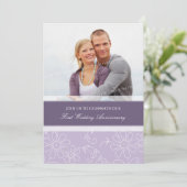 パープル フローラル フォト 1周年 招待状 (スタンド正面)