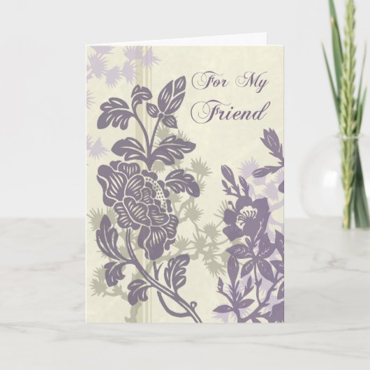 パープル フローラル フレンド ブライズメイド 感謝カード (正面)