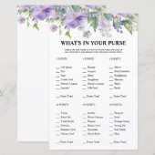 パープル フローラル ブライズシャワー　あなたの財布の中は？ (正面/裏面)