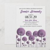 パープル フローラル ブライダル シャワー 招待状 (正面/裏面)