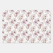 パープル フローラル ブライダル シャワー 誕生日 彼女の結婚式 ラッピングペーパーシート (正面2)