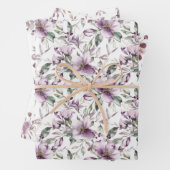 パープル フローラル ブライダル シャワー 誕生日 彼女の結婚式 ラッピングペーパーシート (インサイチュ)